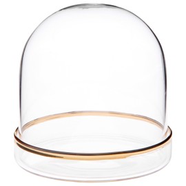 Plymor 3" x 3" Glass Display Dome Cloche (Gold Rim Glass Tray Base), Pack of 12