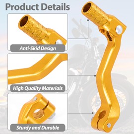 Tunejoy Folding Gear Lever for Motorcycle Folding Gear Lever Made of Aluminium for Off-Road Motorcycles ATV Motocross Dirt Bike Pit Bike 119 x 52 mm Golden