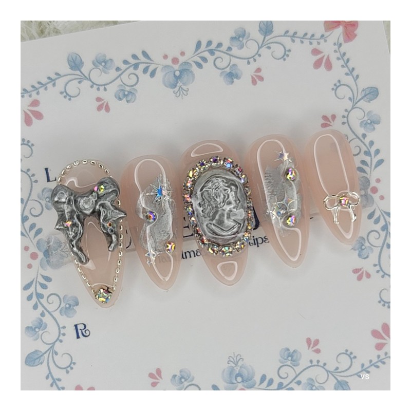 Cold light handmade nail tips - Square M / 차가운