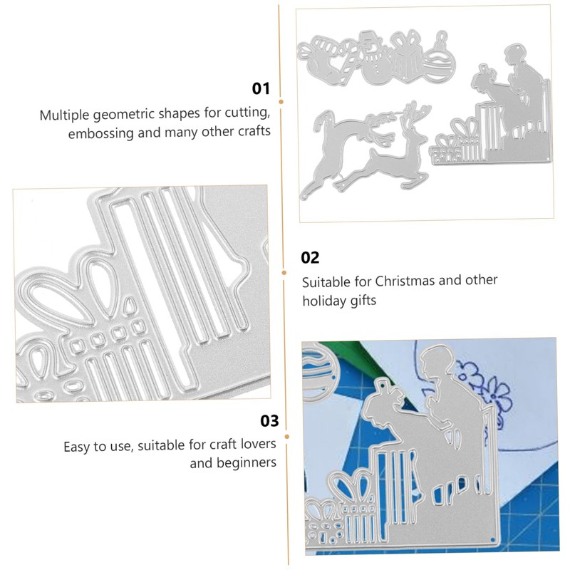 CORHAD 3Pcs Christmas Themed Cutting Dies Durable DIY Craft Stencils