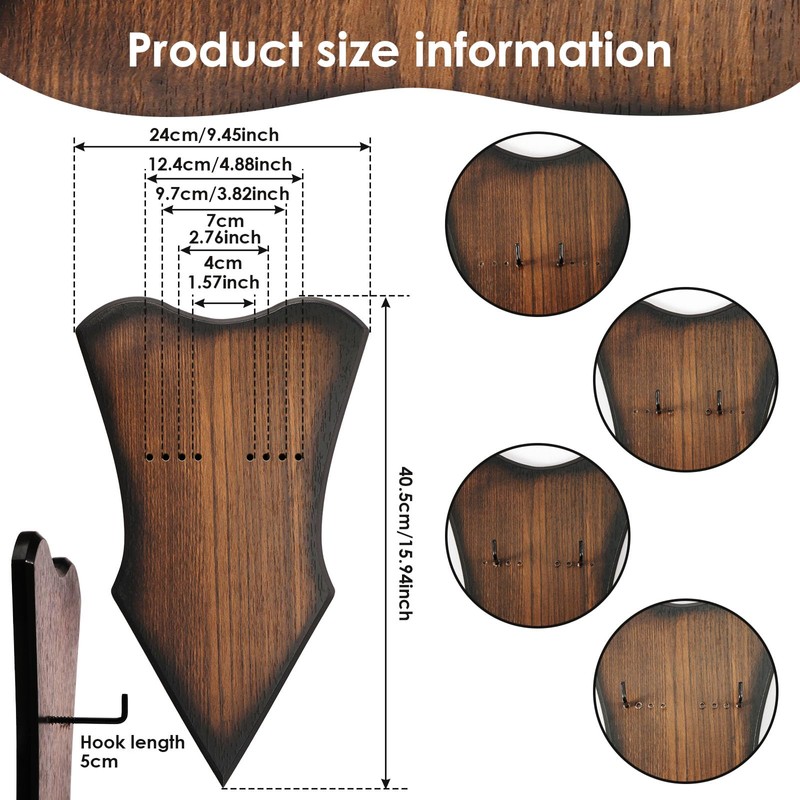Sword Plaque Wall Mount, Adjustable Wooden Sword Holder Wall with