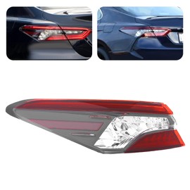 Tsomony - For 2021 2022 2023 2024 Toyota Camry XSE XLE Left LED Outer Tail Light Rear Lamp Driver Side Replacement Black Housing Red&Clear Lens