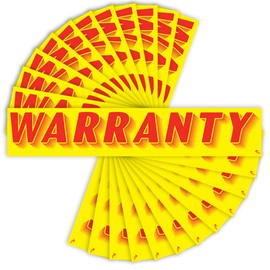 Versa Tags Dealership Stickers 12 Pack of Warranty Stickers Car Lot Windshield Slogan Decals RV Truck Auto Dealer Window for Warranty Stickers Red On Yellow