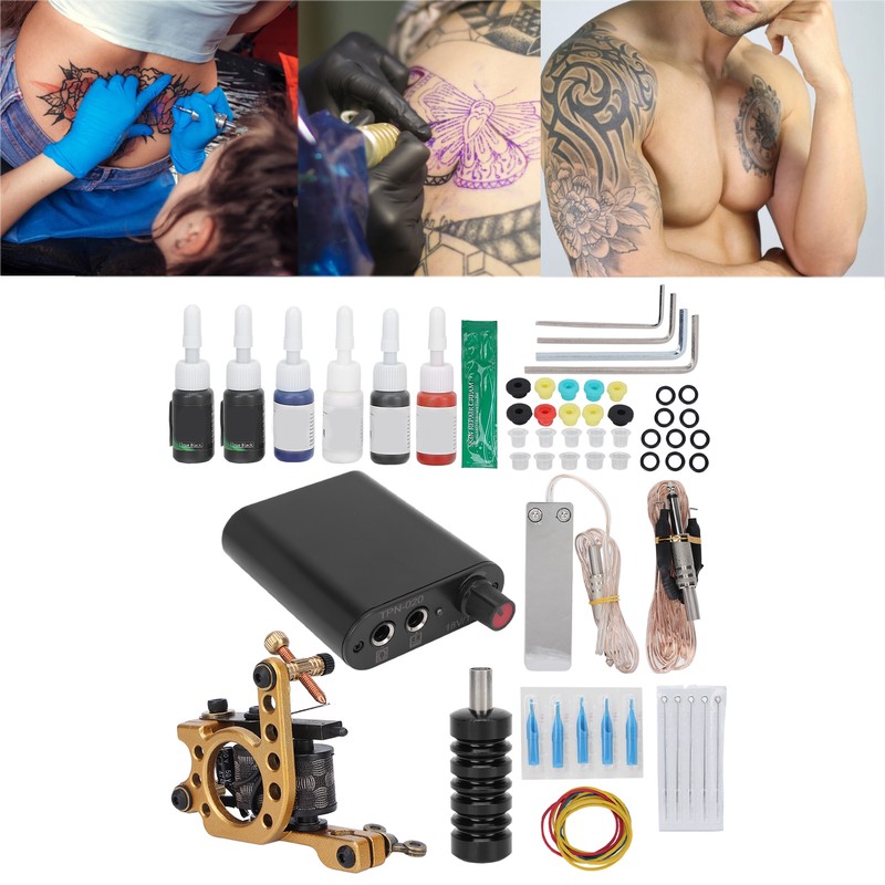 Professional Tattoo Machine Kit Tattoo Power Supply 10 Wraps Complete