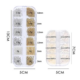 UUYYEO 2 Boxes Nail Art Pearls Nail Rhinestones Flatback Pearl Nail Charms Nail Gems Jewel Tones Golden Silver Nail Beads Nail Design Jewelry Christmas Nail Decorations for Women Girls