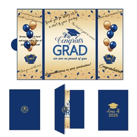 RTMISA Graduation Guest Book 2025: Graduation Decorations Class of 2025 Signature Book Alternative, Graduation Gifts for High School College Grad Keepsake, Blue and Gold Graduate Party Decor Supplies
