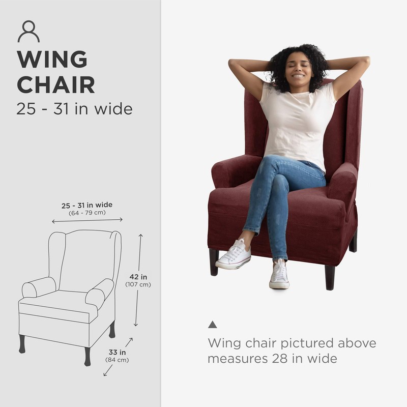 Maytex Pixel Ultra Soft Stretch Back Arm Furniture Cover Wine