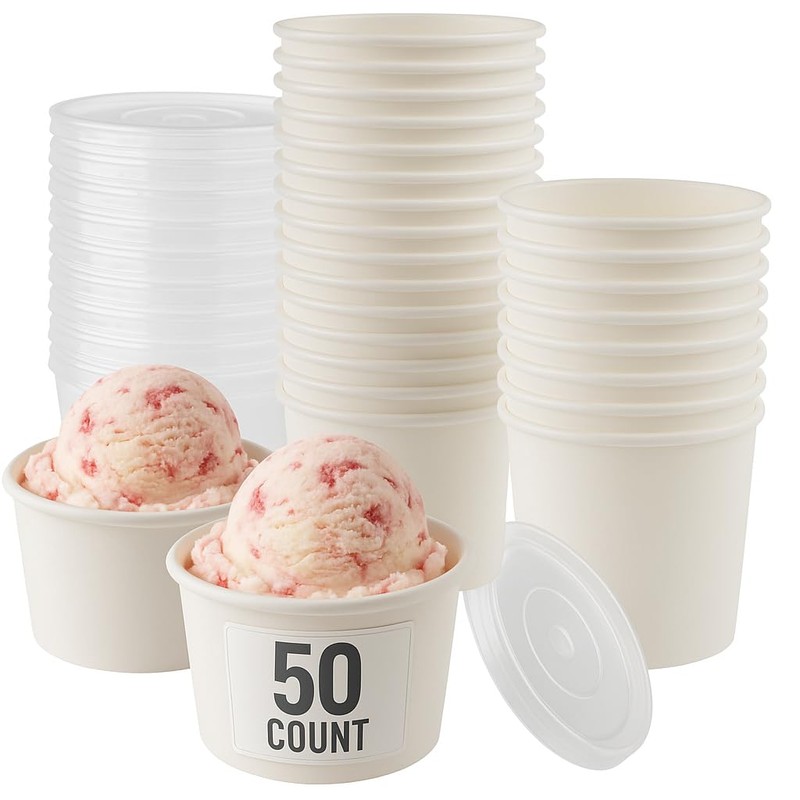 Smygoods Ice Cream Cups with Lids, 12 Ounce, 50 Count,