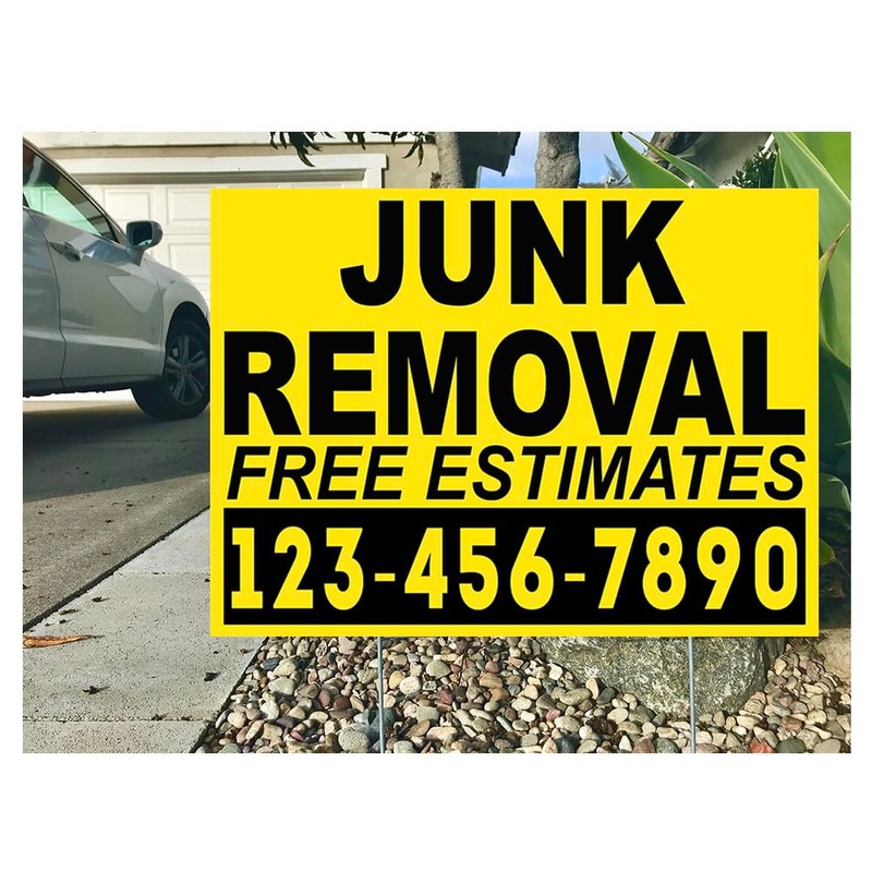 18x24" Custom Yard Signs Junk Removal Template Add Your Number,