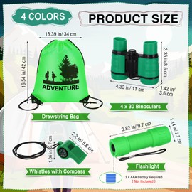 Gejoy 16 Pcs Explorer Kit Adventure Kit Outdoor Explorer Set with Drawstring Bag Binoculars Emergency Whistles with Compass and Flashlight for Educational Play Camping Hiking