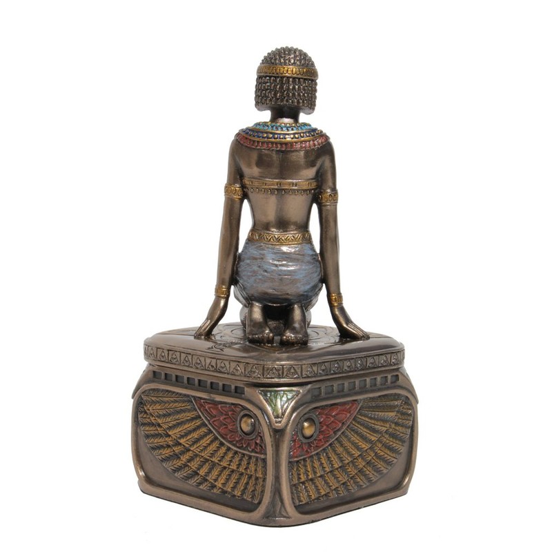 Trinket Box, Kneeling Egyptian Queen, Cold Cast Bronze