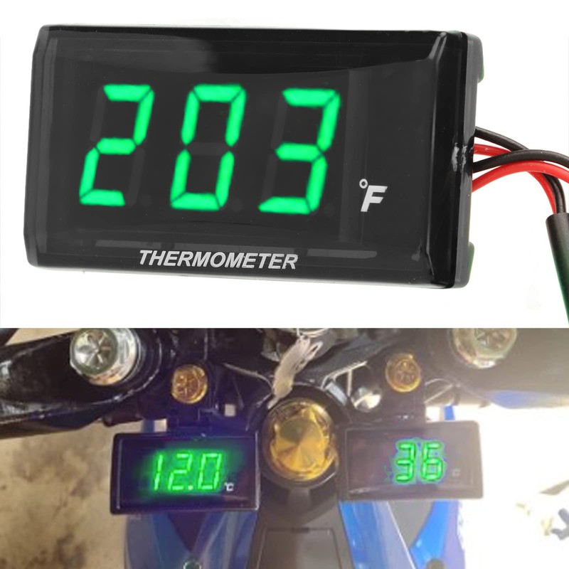 Motorcycle Digital Thermometer, DC 12V Ultra Thin Water Temperature Meter