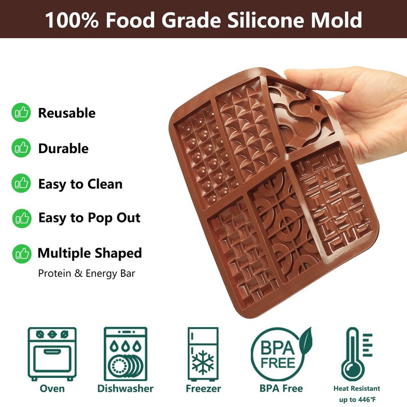 PiiiinkHot Thin Silicone Chocolate Bar Mold | 2-Pack 6-Cavity Break-Apart