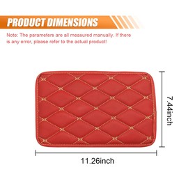 Leather Center Console Cover for Cars - Waterproof Armrest Seat Box Cover Protector Car Center Console Armrest Pad- Universal Middle Console Arm Rest Cover Cushion Pad for Most Vehicles (Red/Beige)