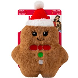 KONG Holiday Snuzzles Dog Toy – Plush Seasonal Characters, Full-Body Squeaker, Soft Holiday Cuddle Toy for Indoor Play (Gingerbread, Medium)