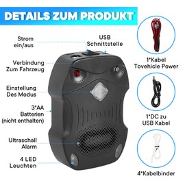 ZZLLKQ Marderschreck Auto mit Ultraschall, 2 Modi Marderabwehr Testsieger Blitzlicht, 12-24V Effektiver Marderschutz für Motorraum Haus Dachboden Garten Stop and Go, Langanhaltende Mader Abwehr geg