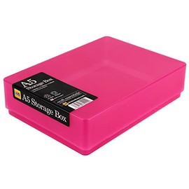 WestonBoxes A5 Plastic Craft Storage Boxes with Lids for Art Supplies, Paper and Card - 1.8 Litre Volume (Pink, Pack of 10)