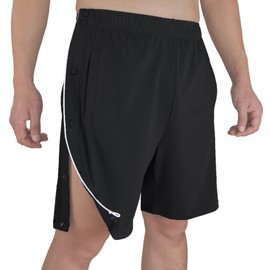 Tear Away Shorts for Men Post Surgery Adaptive Clothes Snap Short Pants Breakaway Side Open Unisex Leg Knee Hip Ankle Surgical Clothes Black