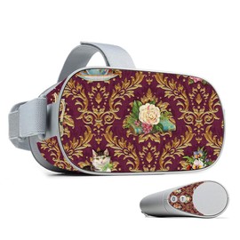 MightySkins Skin Compatible with Oculus Go - Teatime Cat Damask | Protective, Durable, and Unique Vinyl Decal wrap Cover | Easy to Apply, Remove, and Change Styles | Made in The USA