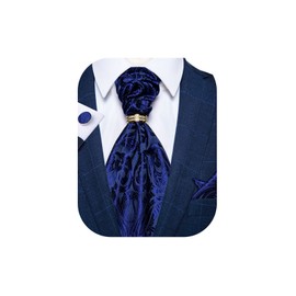 DiBanGu - Juego de 4 gemelos cuadrados con bolsillo de corbata para hombre, diseño Ascot, Azul Real, Talla única
