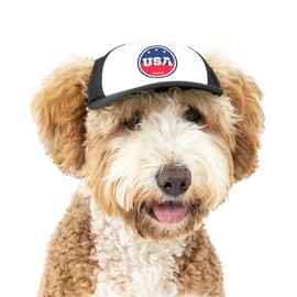 USA Collection, PupLid Trucker Hats for Dogs (Small) Premium Stylish Sun Protection for The Modern Dog - Adjustable for Secure Comfortable Fit on Active Dogs (Black, Stars)