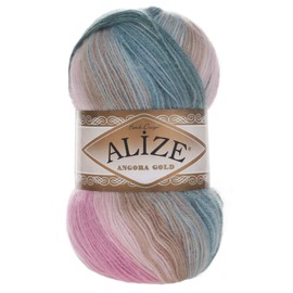 20% Wool 80% Acrylic Soft Yarn Alize Angora Gold Tie Dye Crochet Lace Hand Knitting Yarn 4 Pieces 400g Gradient (2970)