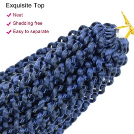 Ubeleco Long Passion Twist Hair,24 Inch Water Wave Crochet Hair Passion Twist Crochet Hair for Women Ombre Blue Bohemian Synthetic Curly Braiding Hair Extensions (24 Inch (Pack of 7),1B/Blue)