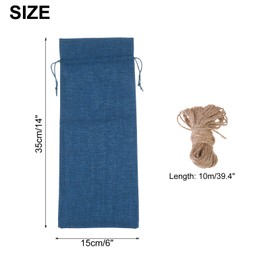 uxcell 12pcs Burlap Wine Bags, Reusable Wine Gift Pouches with Drawstrings Tags and Ropes for Weddings, Birthdays, Christmas, Parties, Home Storage (Blue)