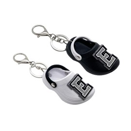 MZLGEK Cute Shoe Keychains with Initial Letters, Mini Backpack Key Chains Charms.(White, E), White, Mini