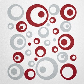 WANDfee® Wall Tattoo, Circles, Dots, 50 Stickers, Colour Choice For Children's Bedroom, Living Room, Hallway, Bathroom, Kitchen, Tile Stickers, red