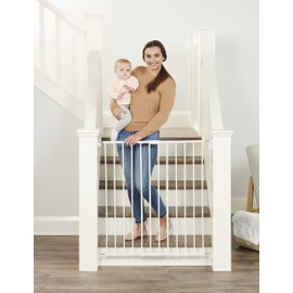 Regalo 2-in-1 Extra Tall Easy Swing Stairway and Hallway Walk Through Baby Gate, White, 24" - 40.5" Wide