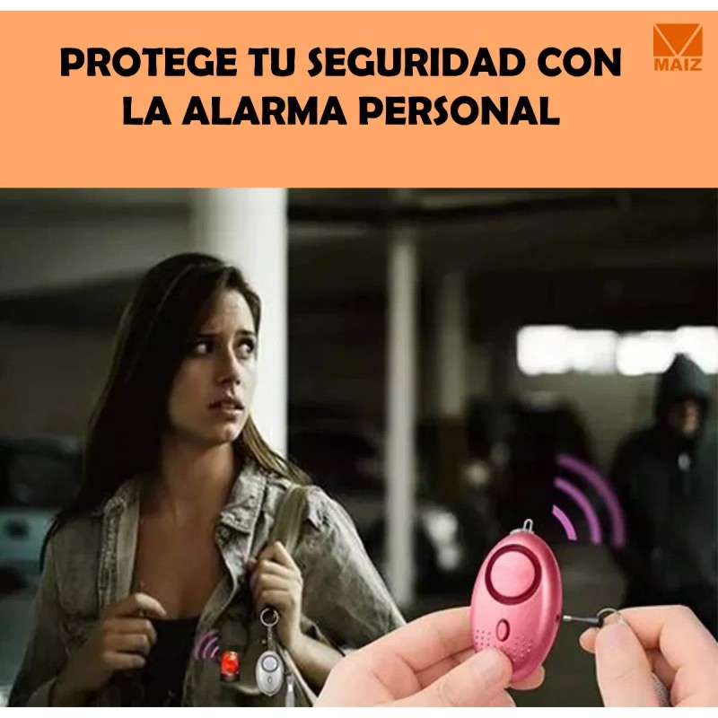 Maíz Alarma Personal Llavero Sonido + Luz Led Defensa Personal