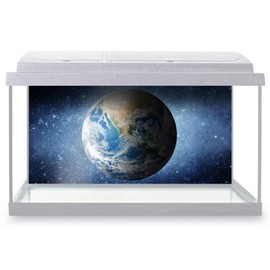 Aquarium Fish Tank Background 90x45 cm - Planet Earth & Galaxy Stars Static Cling Vinyl Vivarium Terrarium External Application #51736