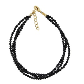 Gempires Natural Black Spinel Triple Layered Beads Bracelet, Black Spinel Beaded Bracelet for Women, 8 inch (Black Spinel)