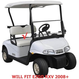 Huskey Front Golf Cart Seat Covers for EZGO RXV Freedom RXV 2008+ Gas and Electric Models, Two-Toned Black with Buckskin Stripe & Piping, Custom Fit, 1/2" Padding, Marine Grade Vinyl