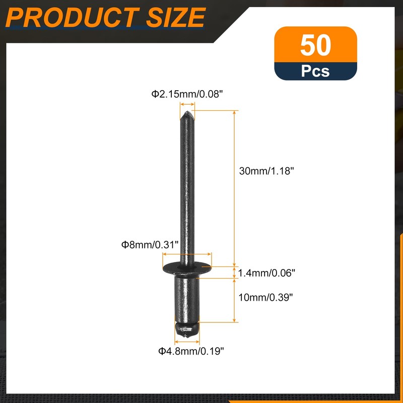 sourcing map 50Pcs 5/32"x3/8" Aluminum Countersunk Blind Rivet, Open-End Type