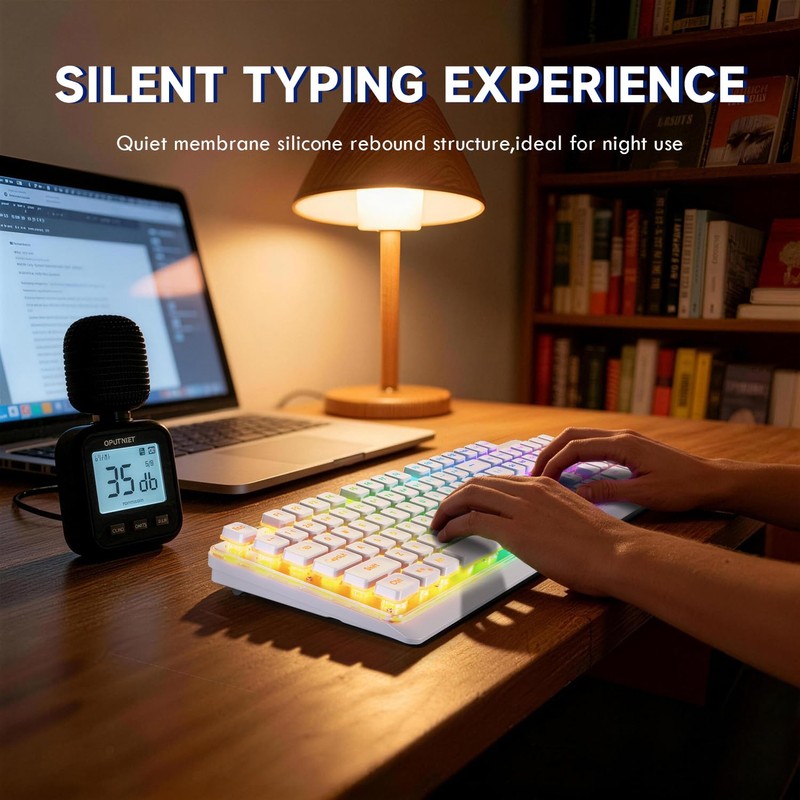 Free wolf M104 Wireless Gaming Keyboard with Numeric Keypad Tri-Mode(2.4Ghz/Wired/Bluetooth)