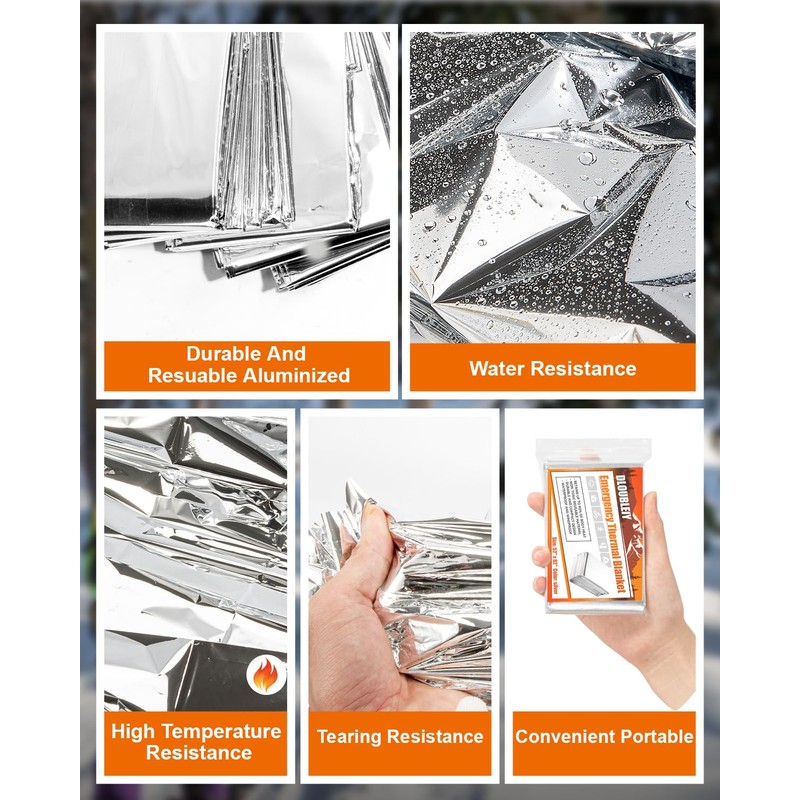DLOUBLEIY 20-Pack Emergency Thermal Blankets, Heavy Duty Mylar Space Blanket
