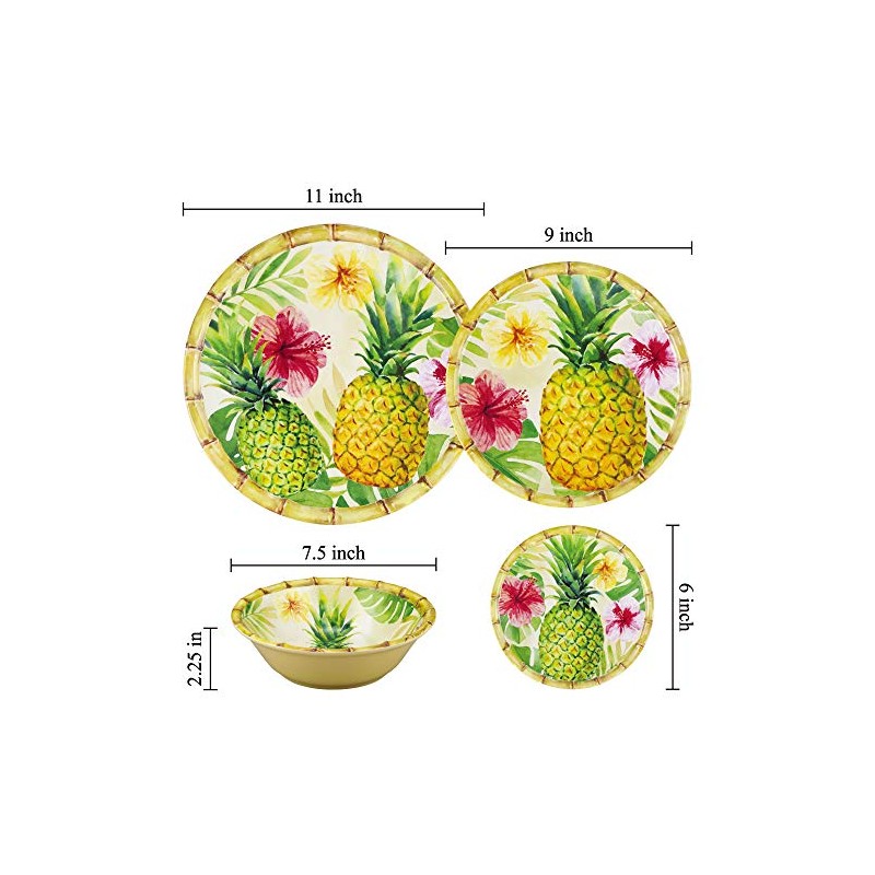 Supreme Housewares Bamboo Pineapple Gourmet Art - Plato de melamina