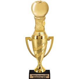 Crown Awards Apple Trophy, 14" Gold Cup Teachers Apple Trophies with Free Personalization, 5 Pack