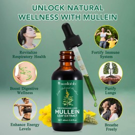 Mullein Drops Mullein Leaf Extract for Lungs - Lung Health Protection, Fast Absorbing Vegan Quality Product(60ml)