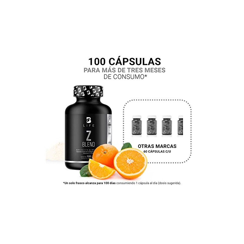 Life Zinc 100 Cápsulas Ingredientes Naturales Colágeno Vitamina Blend