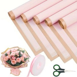 Blumen-Geschenkpapier, 20 Blatt, Blumenstrauß-Geschenkpapier, 58 cm, doppelseitiges Blumenstrauß-Wickel-Set für Geschenke, Blumen und Handwerk, mit Band und Schere für Geschenkverpackung, DIY, Kunst