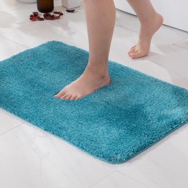 MIULEE Teal Bathroom Runner Rugs, Soft Absorbent Microfiber Long Bath Rugs Non Slip Quick Dry Fluffy Bath Mats for Bathroom Floor, Machine Washable, 24x48 Inch