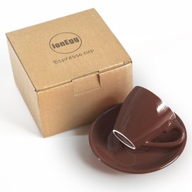ionEgg Porcelain Espresso Cup with Saucer, Espresso shot Cup, 80ml/2.7Oz, Brown