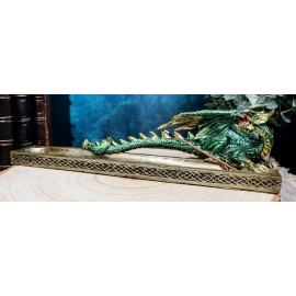 Medieval Celtic Green Dragon Roaring Incense Burner Holder Decorative Figurine