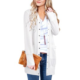 II ININ Women Cardigans for Women UK White Ladies Long Cardigan Fall Lightweight Knit Cardigan