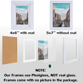 Picture Frames 5x7 White Nature Solid Wood 2 Pack for Wall Mount and Tabletop Display
