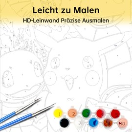 LAISU Paint by Numbers for Adults, Children, Beginners, 18 x 24 cm, Paint by Numbers Set with Wooden Frame, Canvas, Brushes and Acrylic Paints, DIY Painting Kit for Boys and Girls from 6 Years