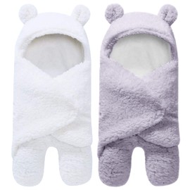 Spotted Play 2 Pack Sherpa Baby Swaddle Blanket - Grey and White